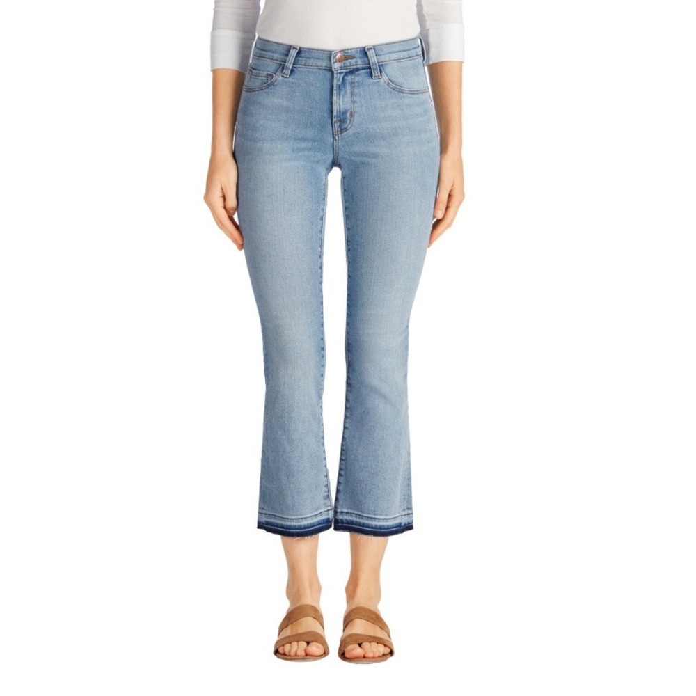 J Brand Selena Mid Rise Crop Bootcut Jeans Released Hem Deserted 24 26 $198